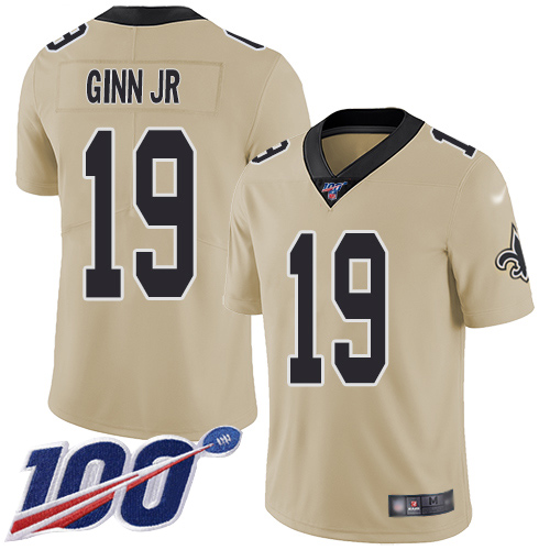 Men New Orleans Saints Limited Gold Ted Ginn Jr Jersey NFL Football 19 100th Season Inverted Legend Jersey